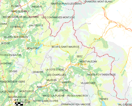 Mapa obce Bourg-Saint-Maurice