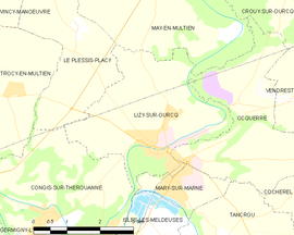Mapa obce Lizy-sur-Ourcq