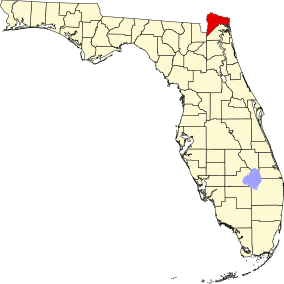 Karte von Florida, die Nassau County.svg hervorhebt