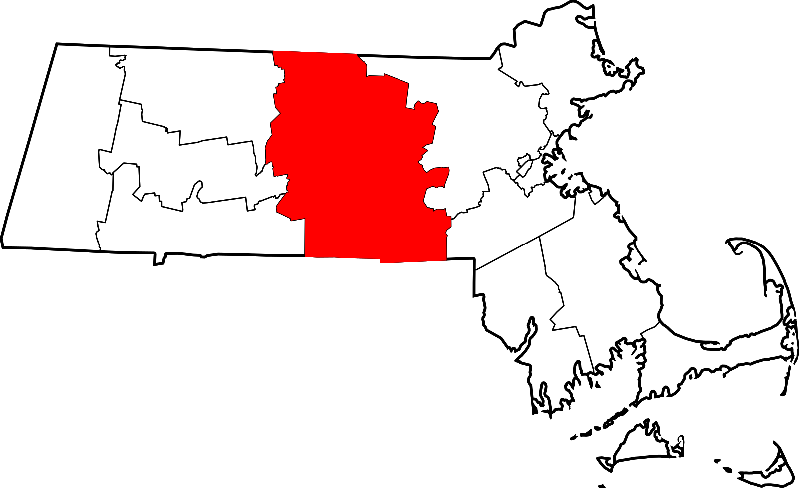 Highlighted picture of Worcester County.