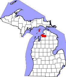 Harta e Charlevoix County në Michigan