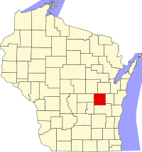 Map of Viskonsin highlighting Winnebago County