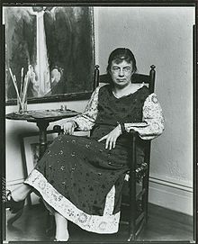 Marguerite Zorach, American painter and printmaker, 1887-1968, in her studio.jpg