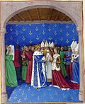 『シャルル4世とマリー・ド・リュクサンブールの婚礼』（1455年頃） 『フランス大年代記』のミニアチュール。
