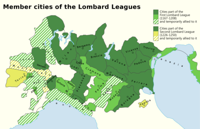 Member cities of the Lombard League