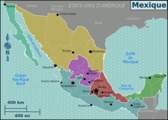 Map of Mexico Mexico regions map (fr).png