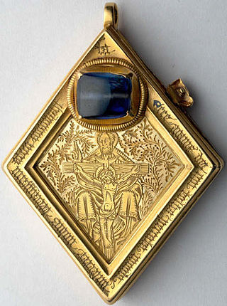 <span class="mw-page-title-main">Middleham Jewel</span> Medieval, gold reliquary pendant found at Middleham and now in the Yorkshire Museum