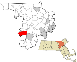 马尔伯勒在米德尔塞克斯县及马萨诸塞州的位置