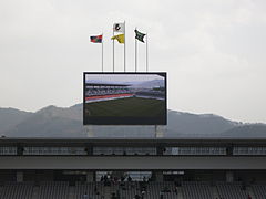 Die Videowand (6×12 Meter) auf der Südtribüne (März 2015)