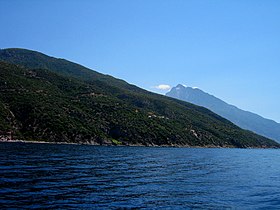 Athos mountain viewed from the distance