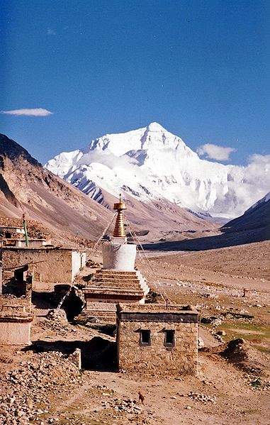 Rombuk Gompa, at end of valley facing the north face of Mount Everest