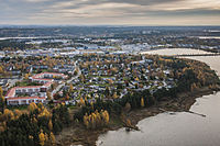 Flygfoto över området Munkeberg på Mjölkudden i Luleå