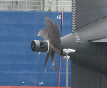 Sichelpropeller an einem U-Boot der Klasse 214