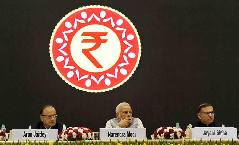 File:Narendra Modi at the launch of the Pradhan Mantri MUDRA (Micro Units Development and Refinance Agency) Yojana, in New Delhi. The Union Minister for Finance, Corporate Affairs and Information & Broadcasting.jpg