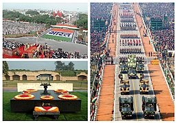 English: Clockwise: Independence Day, Republic Day, Gandhi Jayanti (national days)