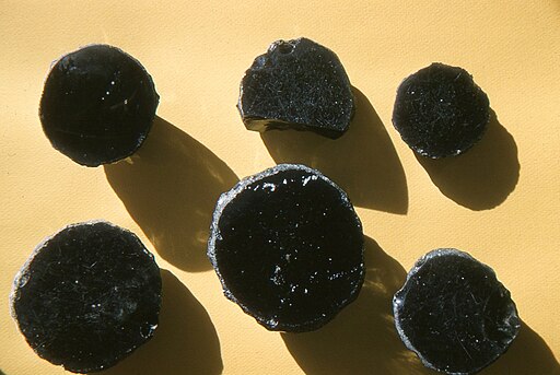 Neolithic mirrors of obsidian excavated by James Mellaart and his team in Çatalhöyük.