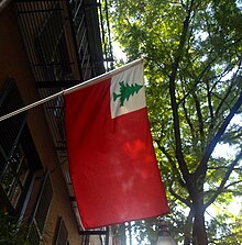 New England Red Ensign hanging New England Flag hanging.jpg