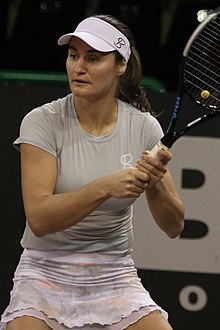 Romanian tennis player Monica Niculescu at the 2021 Open de Limoges. Niculescu LIM21 (3).jpg