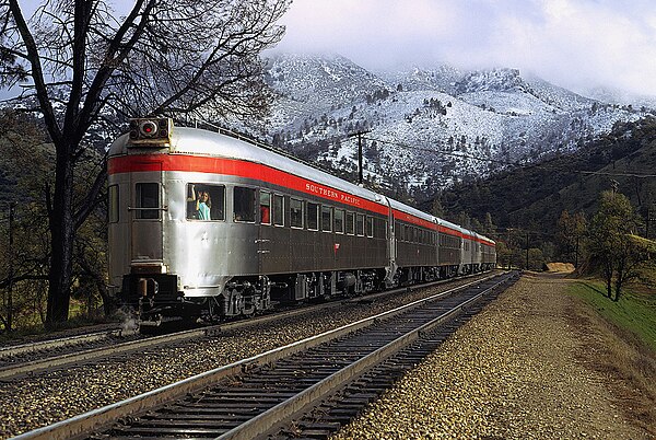 The San Joaquin Daylight in March 1971, one month before Amtrak took over nationwide rail passenger service in the United States.