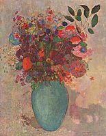 トルコ石色の花瓶の花（1911頃）個人蔵