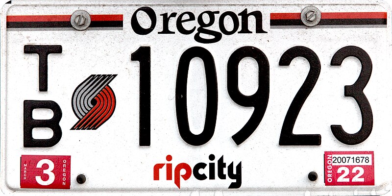 File:Oregon 2022 Trail Blazers License Plate.jpg