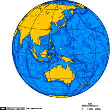 Orthographic projection centred over Palau.