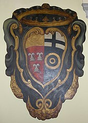 Impalement of the coat of arms of Frescobaldi (left) and Albizzi (right), probably created upon the wedding of Angiolo Frescobaldi and Leonida degli Albizzi (19th century) Palazzo frescobaldi, passaggio 04, stemma frescobaldi e albizi.JPG