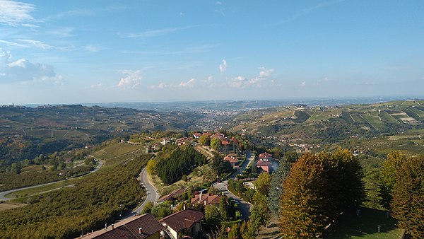 View over Alba in the distance from Rodello's hilltop.