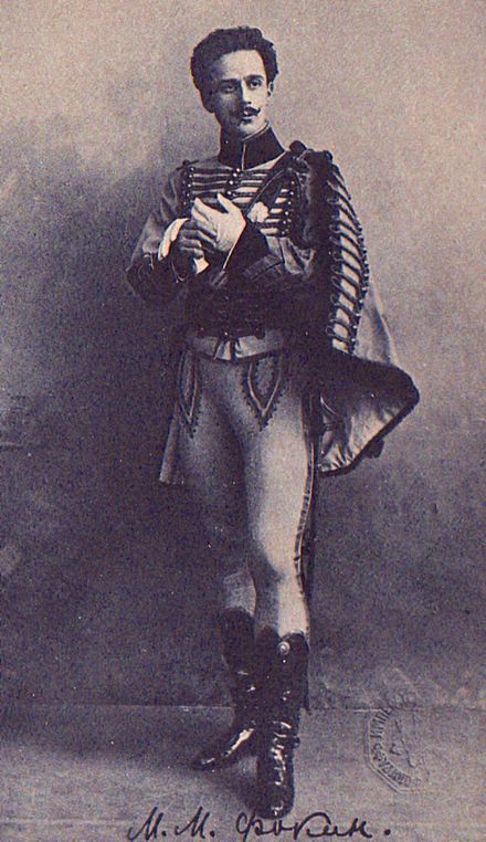 Fokine costumed for the role of Lucien d'Hervilly, in Marius Petipa's 1905 production of the ballet Paquita