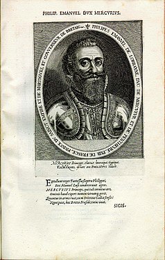 Philippe-Emmanuel de Mercoeur, gouverneur de Bretagne, gravure de Dominicus CustosDominicus Custos (1560-1612).