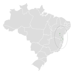 Distribución geográfica del orejerito de Bahía.