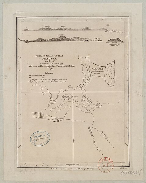 File:Plan of the N.W. part of the island Mayotta - by Mr Watson with some additions by capt. Peter Pigou ; S. Pyle sculp. - btv1b8595723r.jpg