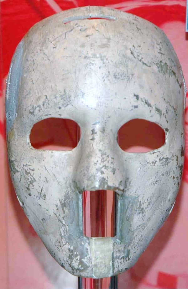 Jacques Plante's original fiberglass mask, first used on November 1, 1959