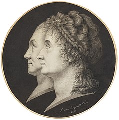 Double portrait de profil de Jean-François Heurtier et son épouse Marie-Victoire Jobbé