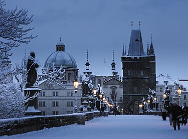 Zasněžený Karlův most