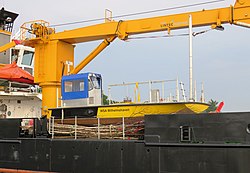 Prickensetzboot on the working deck of the Schillig buoy laying boat