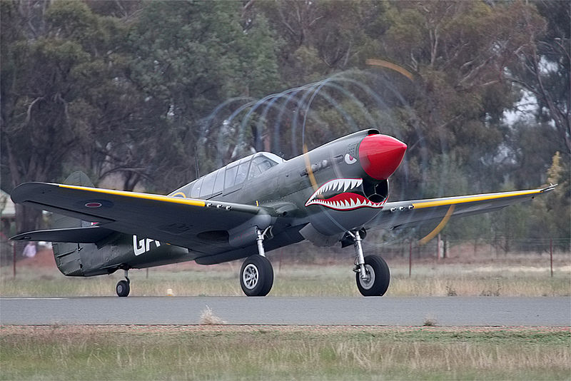 File:Propeller tip vortices being generated by P-40N1 Warhawk VH-ZOC at Temora.jpg