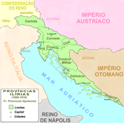 As Províncias Ilírias, parte do Império Francês.