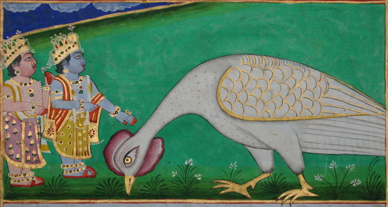 File:Rama and Lakshmana before Jatayu who pecks at the ground.jpg