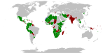 圖中綠色為承認阿拉伯撒哈拉民主共和國的國家
