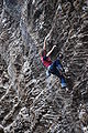 Climber on Convicted (5.13a) in The Motherlode area