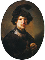 Rembrandt - Muž na sobě opeřený baret a Gorget.jpg