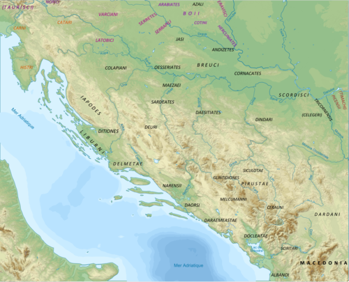 Illyrian tribes in northern, central Illyria and Pannonia