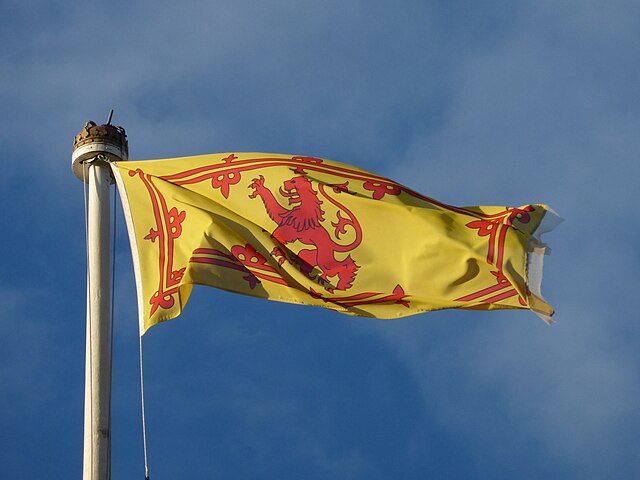 Royal Banner being flown above Holyrood Palace