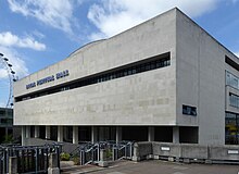 The Hall's southern side Royal Festival Hall as seen from outside the Hayward Gallery.jpg