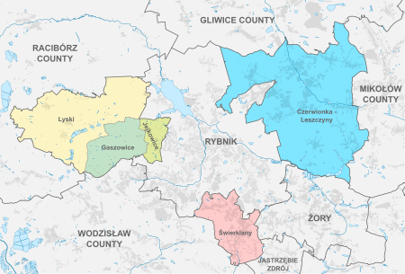 Map of Rybnik County Rybnik County administrative map.svg