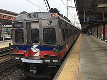 SEPTA Regional Rail train along the Wilmington/Newark Line at Wilmington station SEPTA Silverliner V 735 at Wilmington Station.jpeg