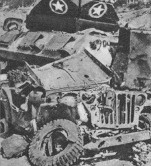 US Jeep and an M10 Tank Destroyer destroyed in Salerno. Salerno fight 6.gif