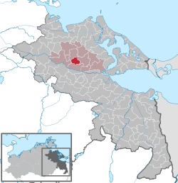 Elhelyezkedése Mecklenburg-Elő-Pomeránia térképén