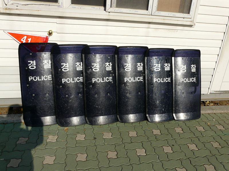 File:Seoul winter 2013 riot shields near Yongsan Garrison.JPG